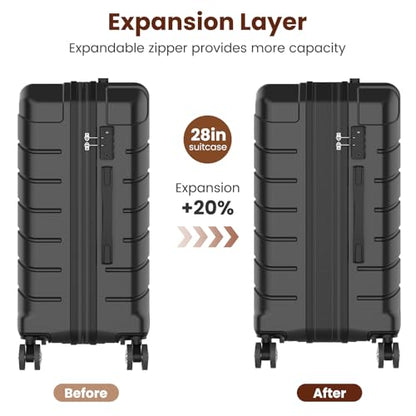 Luggage Sets 3 Piece Lightweight Durable Hardshell Suitcase Black - color: Black