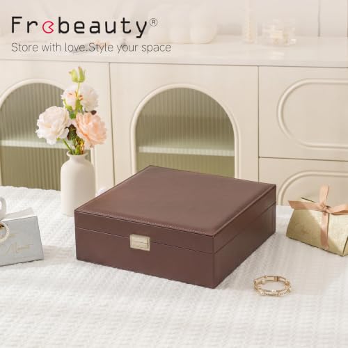 Frebeauty 50 Grid Earring Holder Organizer,2 Layer Jewelry Box for Women - color: Dark Brown