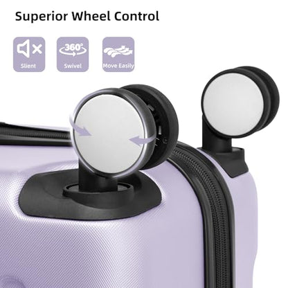 LARVENDER Luggage Sets 6 Piece, Expandable Suitcases with Wheel, Lavender - color: Lavender Purple, size: 6 piece set