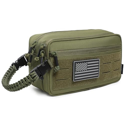 Tactical Toiletry Bag for Men Wet-Dry Separate Dopp Kit EDC Utility Tool MOLLE Pouch Men's Shaving Kit Travel Shower Bag (OD Green) - color: OD Green