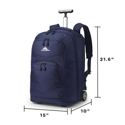 High Sierra Freewheel Pro Wheeled Laptop Backpack Bookbag for Travel or Work with Rotating Handle and Padded Laptop Sleeve, True Navy