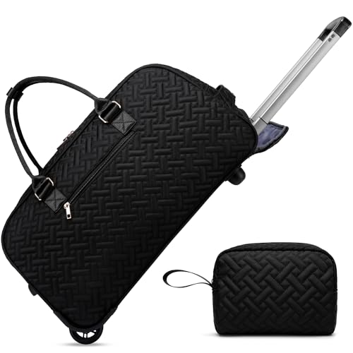 Duffle Bag for Travel, Weekender Bag with Shoe Compartment, Carry On Overnight Bag for Women with Toiletry Bag, Gym Bag with Wet Pocket, Hospital Bags for Labor and Delivery Beige - color: Black-Rolling Version, style: Style1