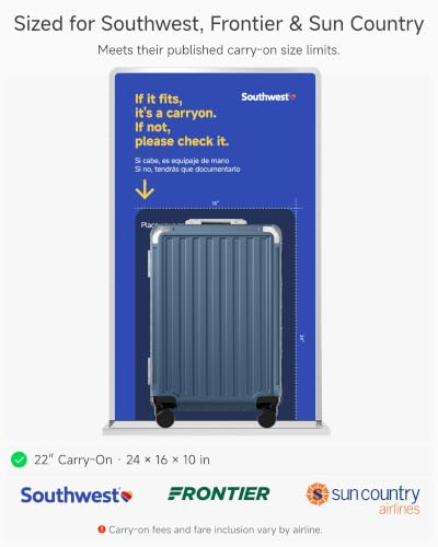 LUGGEX 24x16x10in Zipperless Carry On Luggage, Ocean Blue - color: Ocean Blue, size: 22 Inch