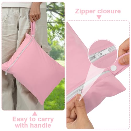 2PCS Wet Bags, Waterproof Reusable Cloth Diaper Bags, Pink+ Purple - color: Pink & Purple - 2 Pieces - 30 x 40 cm