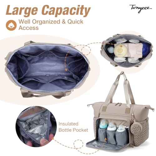 Diaper Bag Tote, Large Baby Hospital Bag for Labor Delivery Mom - color: Taupe