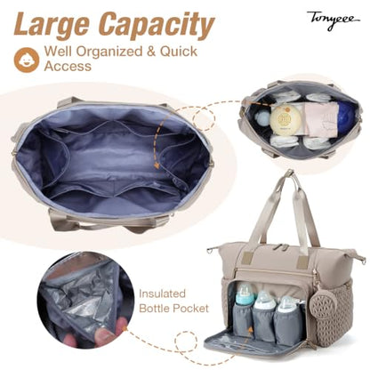 Diaper Bag Tote, Large Baby Hospital Bag for Labor Delivery Mom - color: Taupe