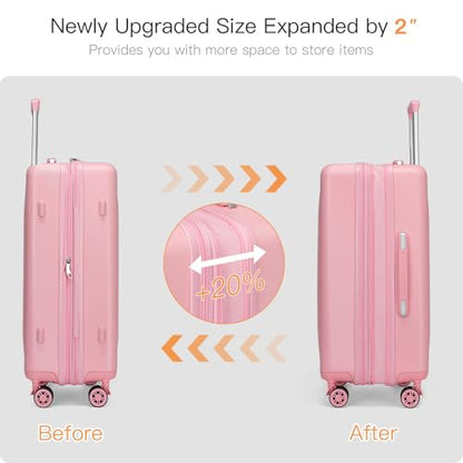 Kono Carry On Luggage 22x14x9 Airline Approved 20 Inch Expandable, Pink - color: Pink, size: 20"