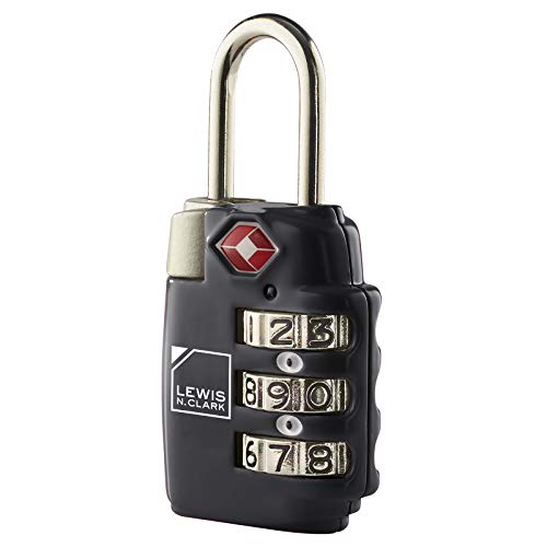 Lewis N. Clark Travel Sentry TSA-Approved Luggage Lock, Large 3 Dial Combination with Easy Read Dials - Black (Pack of 2) - color: Black