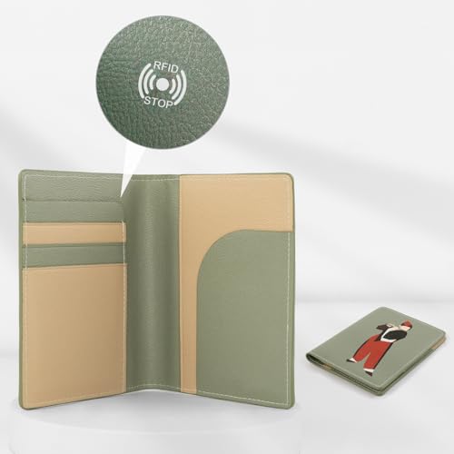 Lychii RFID-blocking Passport Holder Cover, Slim PU Leather Passport Wallet - color: Green/khaki