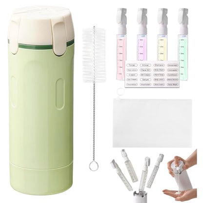 4 in 1 Travel Dispenser, Refillable Leak Proof Travel Bottle Set (Green) - color: Green