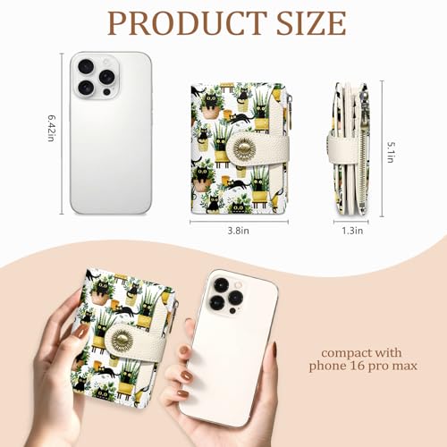 Icycay Cat Small Wallet Women RFID Blocking Bifold Cute Credit Card Holder - color: Cat Plant