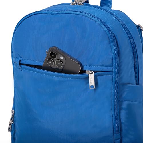Securtex Anti-Theft Getaway Backpack - 9.4"x13"x5" Travel Safe Bag w/Locking Zippers, Slash-Resistant, RFID - color: Lapis