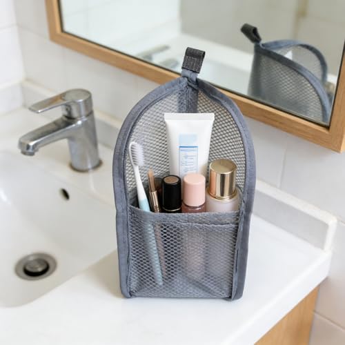Standing Toiletry Bag Stand up Makeup Brush Holder for Travel, Black, Cosmetic Case