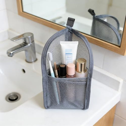 Standing Toiletry Bag Stand up Makeup Brush Holder for Travel, Black, Cosmetic Case