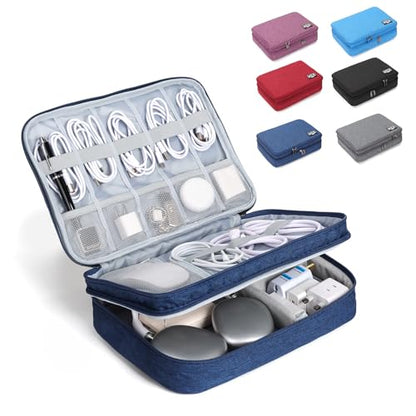 Electronic Organizer Travel Case, Double Layer Cable Organizer Bag - color: blue