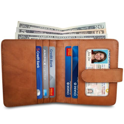 ili New York Bi-Fold Credit Card Wallet for Men & Women - Antique Saddle - color: Antique Saddle