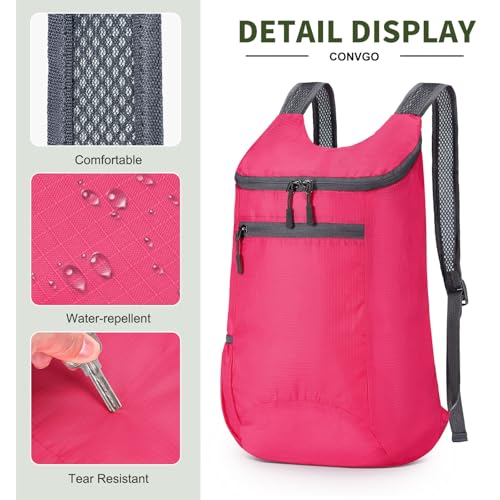 Lightweight Foldable Backpack,Travel Hiking Daypack Packable Bag - color: Rose Red