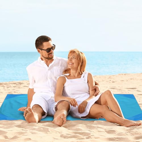 Ainiv Picnic Blanket, Mini Pocket Beach Mat 43.3 x 55.1IN (2-3 People) - color: Blue, size: 43.3 x 55.1''(M for 2-4 person)