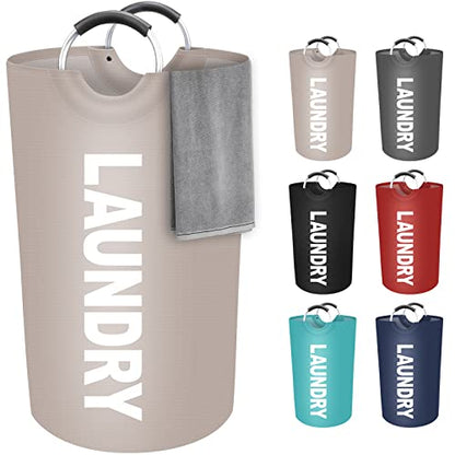 90L Large Laundry Basket, Dirty Clothes Waterproof Laundry Hamper, Khaki - color: Khaki, size: 90L