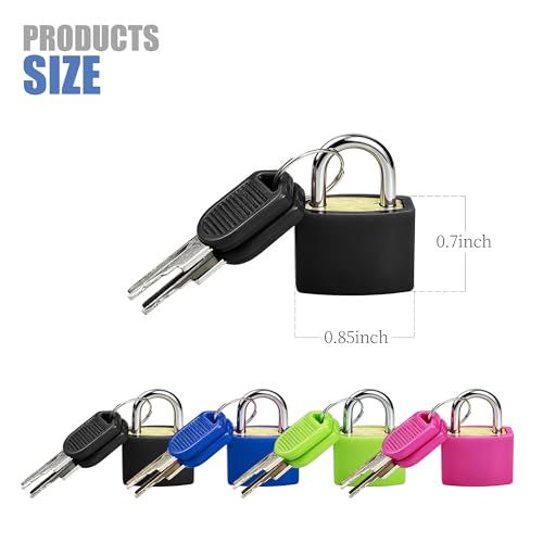 2 Pcs Suitcase Locks with Keys, Mini Keyed Luggage Padlocks, Multicolor Metal Travel Locks with Plastic Cover, Small Padlocks for Suitcases, Backpacks, Lockers, Bags and Storage Boxes(Rose Red,Green) - color: Rose Red,Green
