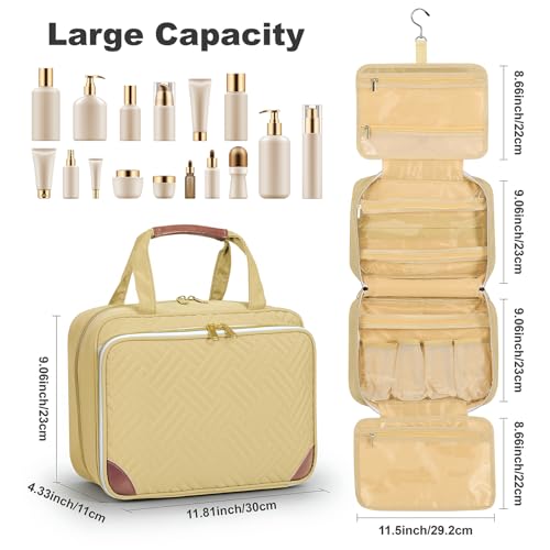 Toiletry Bag for Women with Jewelry Organizer Compartment, Beige - color: Beige02