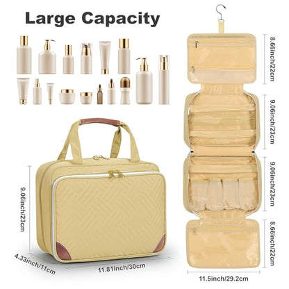 Toiletry Bag for Women with Jewelry Organizer Compartment, Beige - color: Beige02