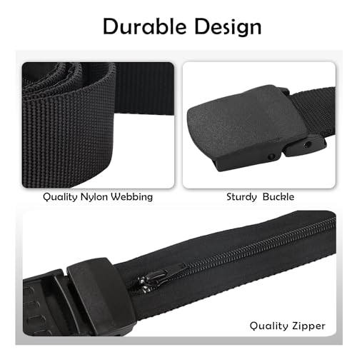 SUOSDEY Travel Money Belt, Nylon Hidden Money Pocket Belt with Plastic Buckle - color: 02-coffee, size: Suit pant size below 40"