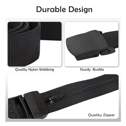 SUOSDEY Travel Money Belt, Nylon Hidden Money Pocket Belt with Plastic Buckle - color: 02-coffee, size: Suit pant size below 40"
