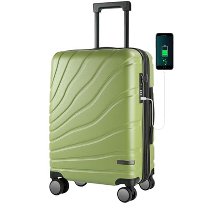 VANKEAN 20" Expandable Hardshell Spinner Carry-On with TSA Lock Approved - color: Green