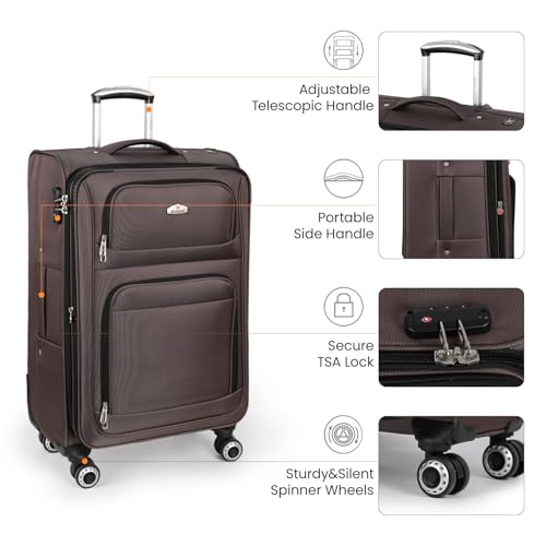 Softside Luggage Sets 2 Piece(20/26in),Expandable 15% - color: Coffee, size: 2-Piece Set (20"/26'')