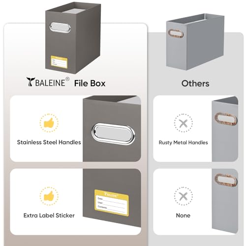 BALEINE 1PK File Organizer Box, Cardboard File Folder Organizer with Handle - color: Brown, style: 1PK (Slim)