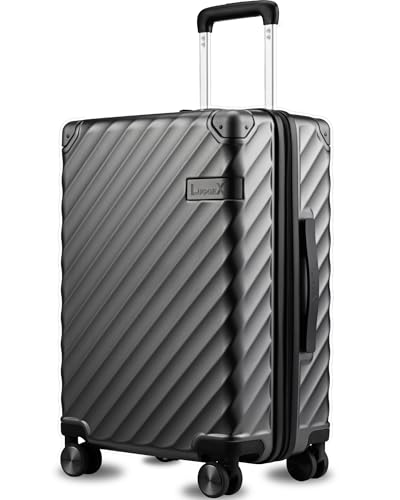 LUGGEX 21 Inch Carry On Luggage with Spinner Wheels, Charcoal Metallic - color: Charcoal Metallic, size: Carry-On 21-Inch