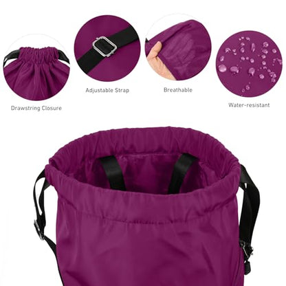 Valleycomfy Waterproof Drawstring Gym Backpack Bag for Men & Women Purple - color: A-purple