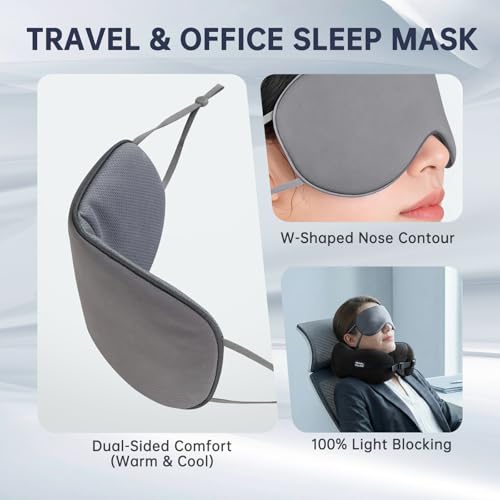 Neck Pillow Travel Pillow Memory Foam Airplane Pillow with Eye Mask - color: Black, With Eye Mask