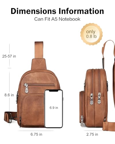FADEON Sling Bags for Women Crossbody Bag, Designer PU Leather Sling Purse - color: 1 Brown Retro Style, size: Small