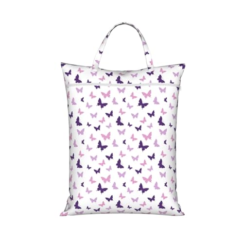 Purple Butterfly Travel Laundry Bag Washable Dirty Clothes Bag for Gym - color: Purple Butterfly