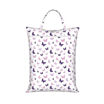 Purple Butterfly Travel Laundry Bag Washable Dirty Clothes Bag for Gym - color: Purple Butterfly