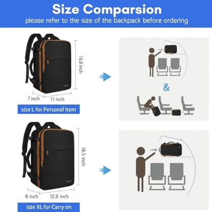 Taygeer Backpack for Women, Carry on Backpack with Laptop Compartment - color: Blackkhaki, size: Large