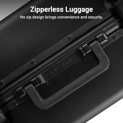 LEVEL8 Zipperless Carry On Suitcase Airline Approved Hard Luggage 20" Black - color: Black, size: Carry-On 20 Inch (With 6PC Organizers)