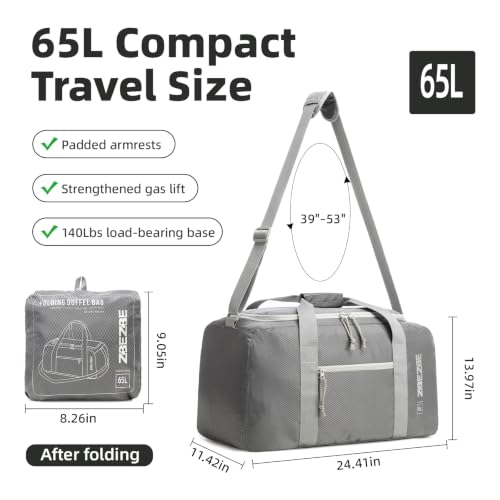 Foldable Travel Duffel Bag 65L, Large Capacity Bag for Trips - color: Dark Gray, size: 65L