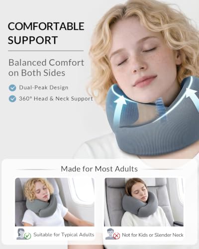 Travel Neck Pillow - Memory Foam Airplane Neck Pillow with Chin Support