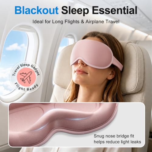 Facemoon Blackout Weighted Eye Masks for Sleep, Airplane Travel Essentials - color: Pink