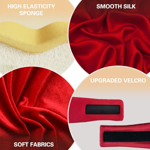 Sleep Mask Bluetooth 5.4 Headphones Soft Wireless Headband Eye Mask Blackout with Microphone (Red) - color: Red
