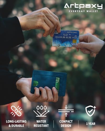 Artpaxy 남성 및 여성용 슬림 지갑, 여행용 미니멀리스트 전면 포켓 카드 홀더, RFID 차단, 신분증, 현금 및 신용 카드용 방수 나일론 지갑, 네이비 블루, 미니멀리스트 - color: 네이비 블루