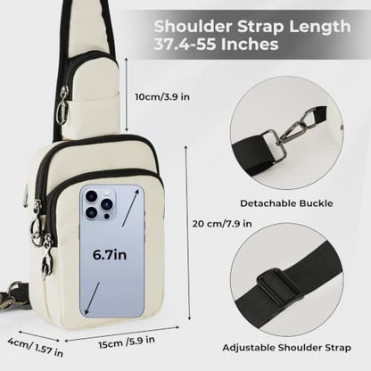BROADREAM Sling Bag, Crossbody Bag with Anti-Theft Lock Zipper, RFID Blocking & Water Resistant for Travel Work Sport - color: Beige