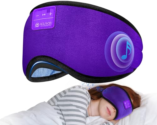 LOVE EYE Sleeping Eye Mask with Bluetooth 5.4 Headphones for Side Sleepers - color: Light Purple