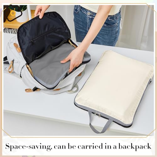 Hosuly 6 Pcs Compression Packing Cubes, 17.3 x 12.6'', Black, Gray, Beige - color: Black, Gray, Beige