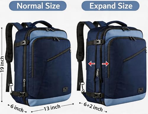 MATEIN Expandable Travel Backpack, Large Capacity Carry on Backpack for Men - color: Grey Blue, size: X-Large