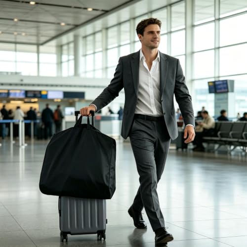 2 PCS 50" Black Garment Bags for Travel, 3.15"D - size: Black-XL-2Pcs
