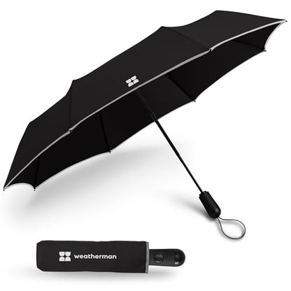 Weatherman Premium Small Compact Mini Umbrella for Travel - color: Black
